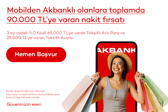 Akbanklı ol, %0 faizli toplam 90.000 TL'ye varan nakit fırsatını kaçırma! Akbanklı ol, %0 faizli toplam 90.000 TL'ye varan nakit fırsatını kaçırma!