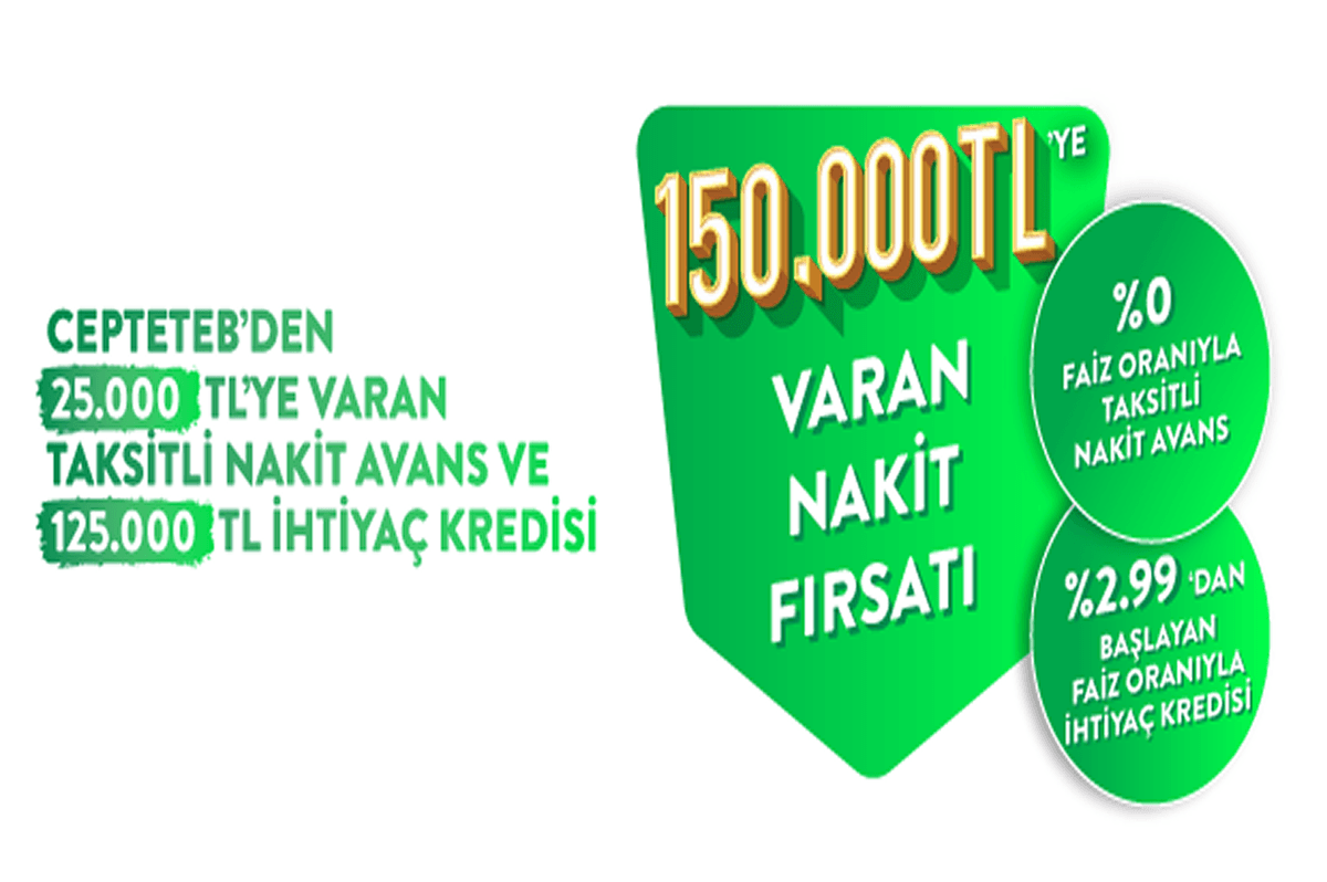 %0'dan Başlayan Oranlarla CEPTETEB’den 150.000 TL Nakit Fırsatı!